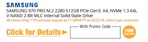 SAMSUNG 970 PRO M.2 2280 512GB PCIe Gen3. X4, NVMe 1.3 64L V-NAND 2-Bit MLC Internal Solid State Drive
