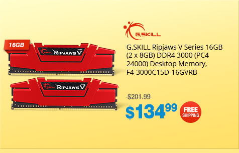 G.SKILL Ripjaws V Series 16GB (2 x 8GB) DDR4 3000 (PC4 24000) Desktop Memory, F4-3000C15D-16GVRB