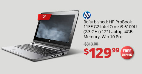 Refurbished: HP ProBook 11EE G2 Intel Core i3-6100 (2.3 GHz) 12" Laptop, 4GB Memory, Win 10 Pro
