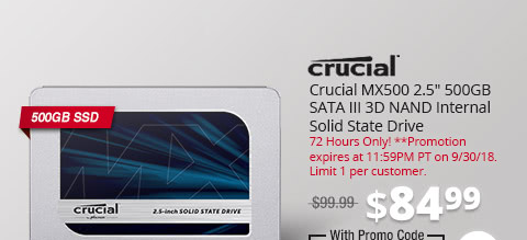 Crucial MX500 2.5" 500GB SATA III 3D NAND Internal Solid State Drive