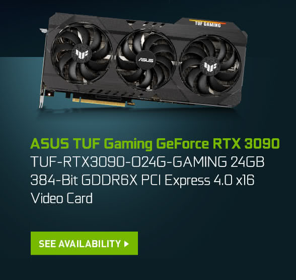 ASUS TUF Gaming GeForce RTX 3090 TUF-RTX3090-O24G-GAMING 24GB 384-Bit GDDR6X PCI Express 4.0 x16 Video Card