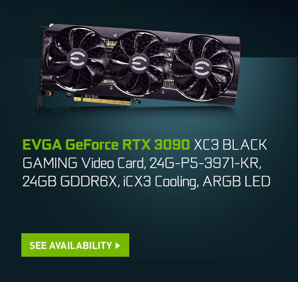 EVGA GeForce RTX 3090 XC3 BLACK GAMING Video Card, 24G-P5-3971-KR, 24GB GDDR6X, iCX3 Cooling, ARGB LED