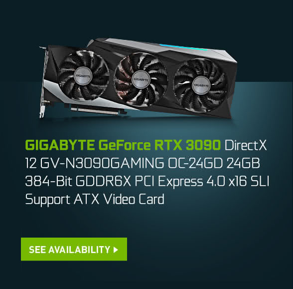 GIGABYTE GeForce RTX 3090 DirectX 12 GV-N3090GAMING OC-24GD 24GB 384-Bit GDDR6X PCI Express 4.0 x16 SLI Support ATX Video Card