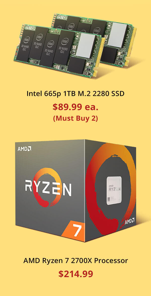 Intel 665p 1TB M.2 2280 SSD + $214.99 AMD Ryzen 7 2700X Processor