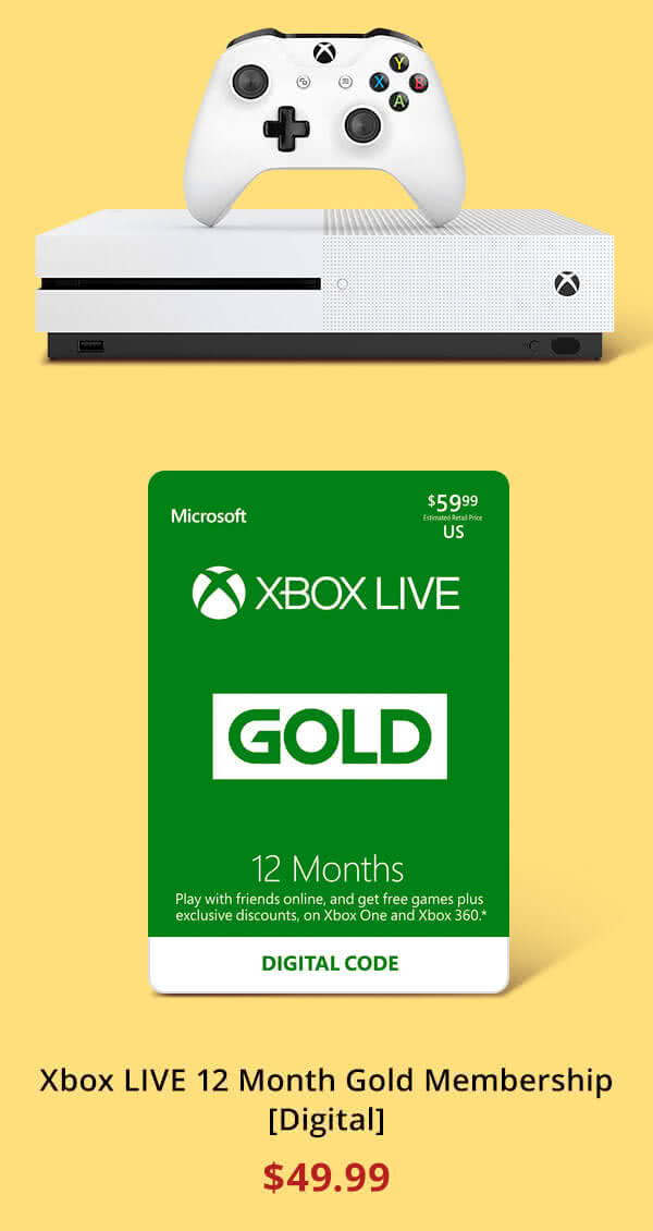 $49.99 Xbox LIVE 12 Month Gold Membership [Digital]