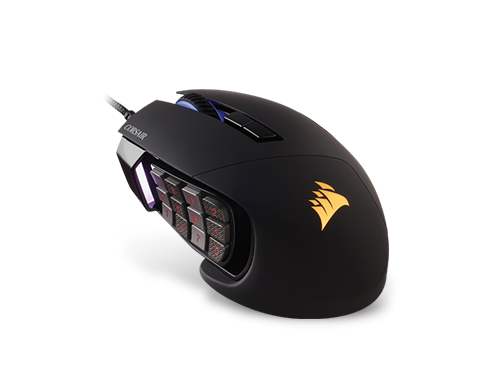 Corsair Gaming SCIMITAR PRO RGB Gaming Mouse, Backlit RGB LED, 16000 DPI, Black Side Panel, Optical