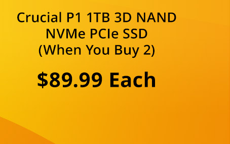 $89.99 Each Crucial P1 1TB 3D NAND NVMe PCIe SSD (When You Buy 2)