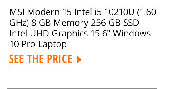 MSI Modern 15 Intel i5 10210U (1.60 GHz) 8 GB Memory 256 GB SSD Intel UHD Graphics 15.6" Windows 10 Pro Laptop