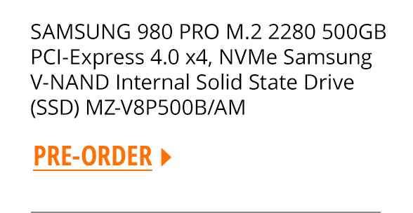 SAMSUNG 980 PRO M.2 2280 500GB PCI-Express 4.0 x4, NVMe Samsung V-NAND Internal Solid State Drive (SSD) MZ-V8P500B/AM