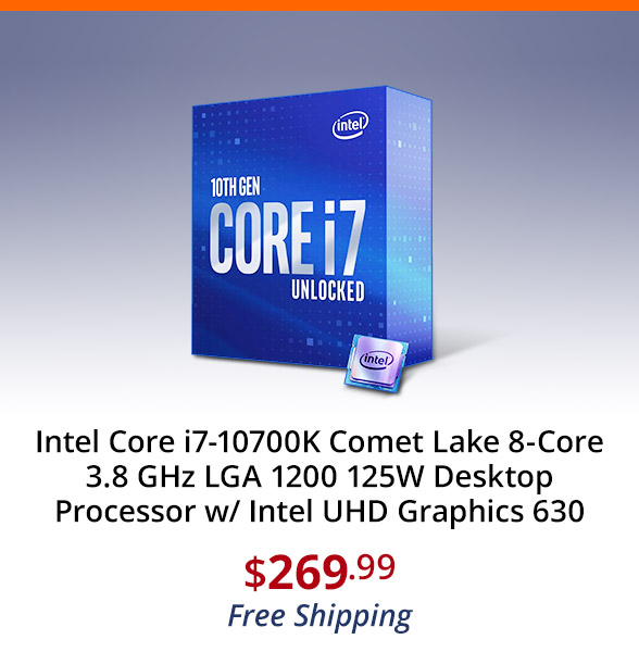 Intel Core i7-10700K Comet Lake 8-Core 3.8 GHz LGA 1200 125W Desktop Processor w/ Intel UHD Graphics 630