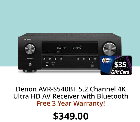 Denon AVR-S540BT 5.2 Channel 4K Ultra HD AV Receiver with Bluetooth