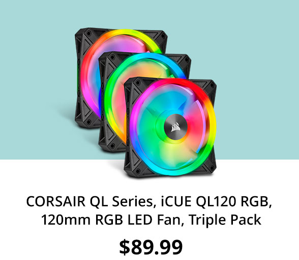 CORSAIR QL Series, iCUE QL120 RGB, 120mm RGB LED Fan, Triple Pack