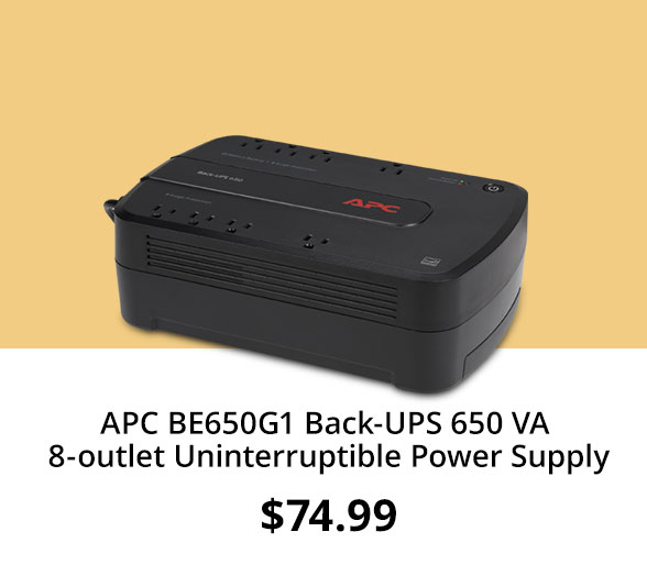 APC BE650G1 Back-UPS 650 VA 8-outlet Uninterruptible Power Supply