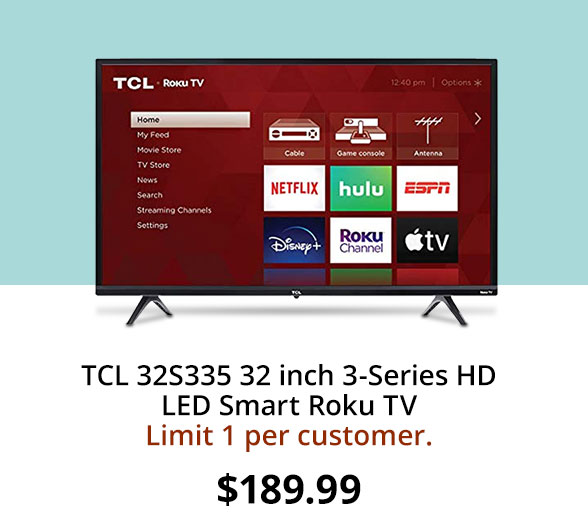 TCL 32S335 32 inch 3-Series HD LED Smart Roku TV