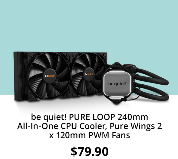 be quiet! PURE LOOP 240mm All-In-One CPU Cooler, Pure Wings 2 x 120mm PWM Fans