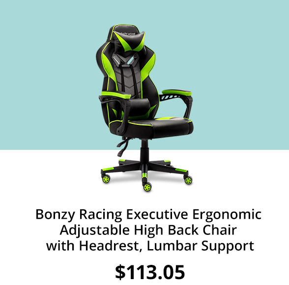 Bonzy Racing Executive Ergonomic Adjustable High Back Chair with Headrest, Lumbar Support