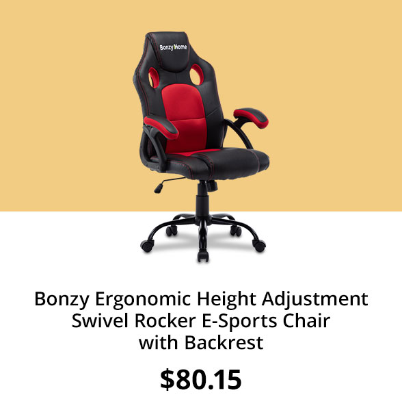 Bonzy Ergonomic Height Adjustment Swivel Rocker E-Sports Chair with Backrest