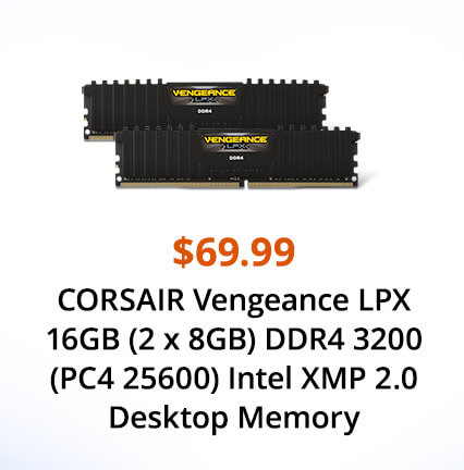 CORSAIR Vengeance LPX 16GB (2 x 8GB) 288-Pin DDR4 SDRAM DDR4 3200 (PC4 25600) Intel XMP 2.0 Desktop Memory Model CMK16GX4M2B3200C16