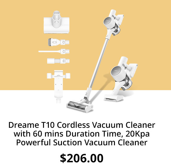 Dreame T10 Cordless Vacuum Cleaner with 60 mins Duration Time, 20Kpa Powerful Suction Vacuum Cleaner