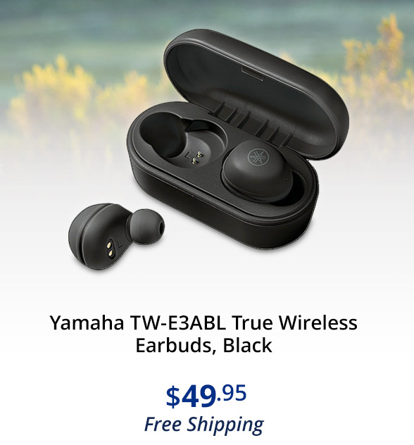 Yamaha TW-E3ABL True Wireless Earbuds, Black