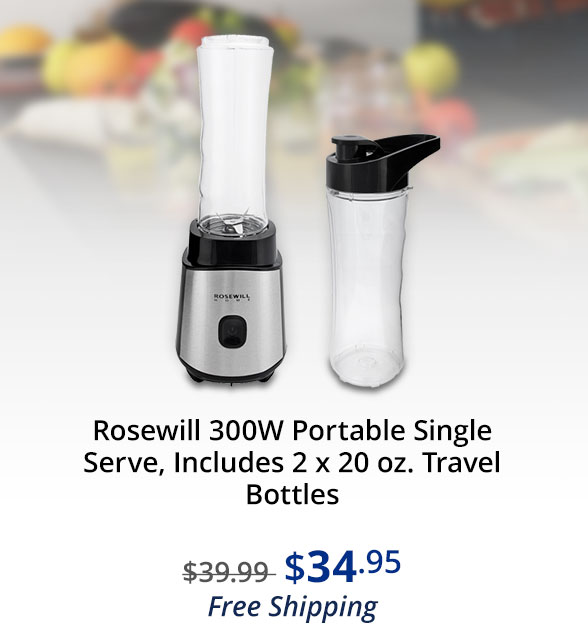 Rosewill 300W Portable Single Serve, Includes 2 x 20 oz. Travel Bottles