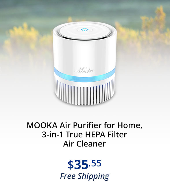 MOOKA Air Purifier for Home, 3-in-1 True HEPA Filter Air Cleaner