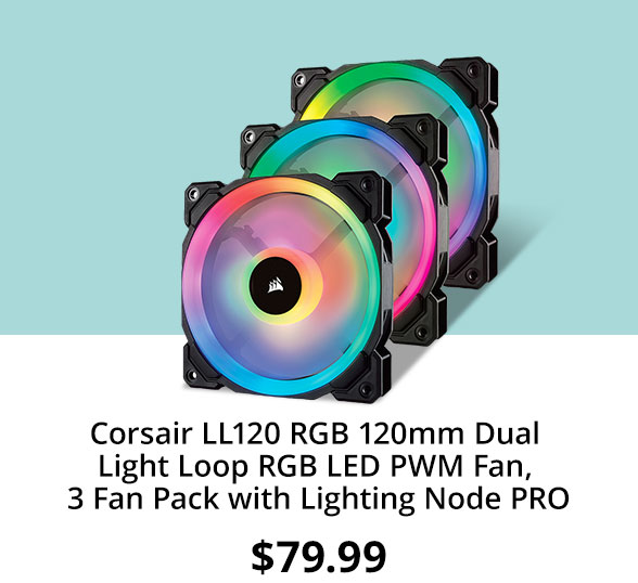 Corsair LL120 RGB 120mm Dual Light Loop RGB LED PWM Fan, 3 Fan Pack with Lighting Node PRO