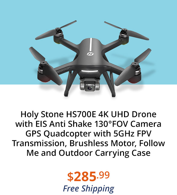 Holy Stone HS700E 4K UHD Drone with EIS Anti Shake 130°FOV Camera GPS Quadcopter with 5GHz FPV Transmission, Brushless Motor, Follow Me and Outdoor Carrying Case