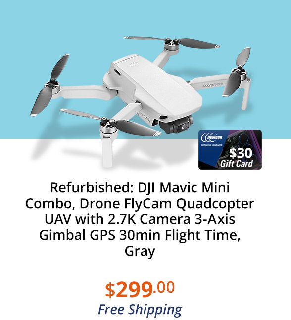 Refurbished: DJI Mavic Mini Combo, Drone FlyCam Quadcopter UAV with 2.7K Camera 3-Axis Gimbal GPS 30min Flight Time, Gray