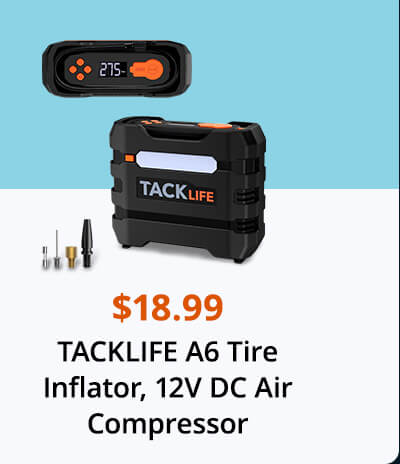 TACKLIFE A6 Tire Inflator, 12V DC Air Compressor, 3 Modes LED Lights Car Tire Inflator Portable Air Compressor