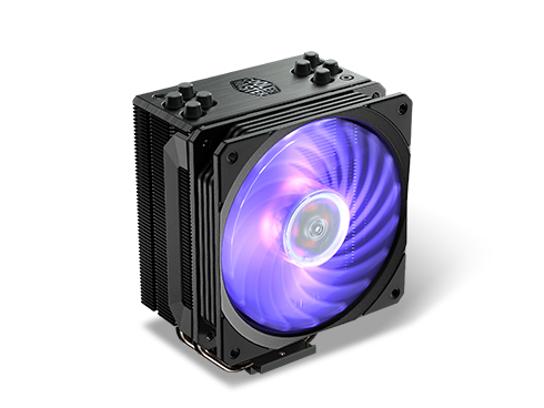Cooler Master Hyper 212 RGB Black Edition CPU Air Cooler, SF120R RGB Fan, 4 CD 2.0 Heatpipes, Anodized Gun-Metal Black, Brushed Nickel Fins, RGB Lighting for AMD Ryzen/Intel LGA1200/1151