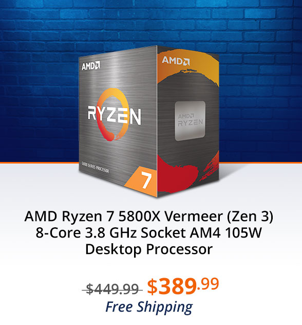 AMD Ryzen 7 5800X Vermeer (Zen 3) 8-Core 3.8 GHz Socket AM4 105W Desktop Processor