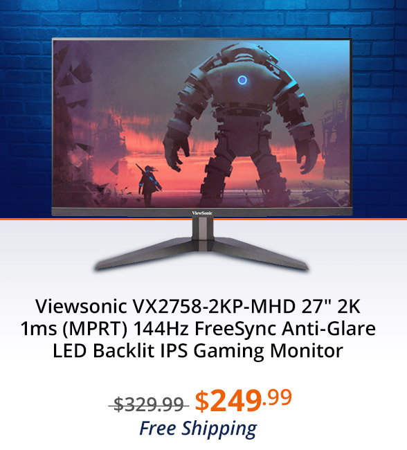 Viewsonic VX2758-2KP-MHD 27" 2K 1ms (MPRT) 144Hz FreeSync Anti-Glare LED Backlit IPS Gaming Monitor