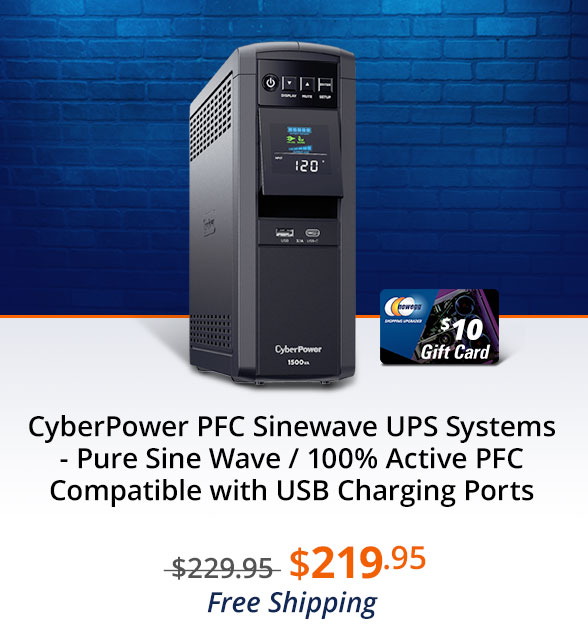 CyberPower PFC Sinewave UPS Systems - Pure Sine Wave / 100% Active PFC Compatible with USB Charging Ports