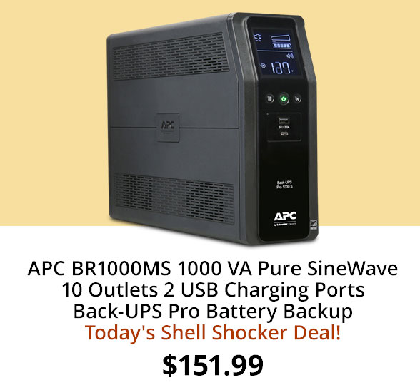 APC BR1000MS 1000 VA Pure SineWave 10 Outlets 2 USB Charging Ports Back-UPS Pro Battery Backup