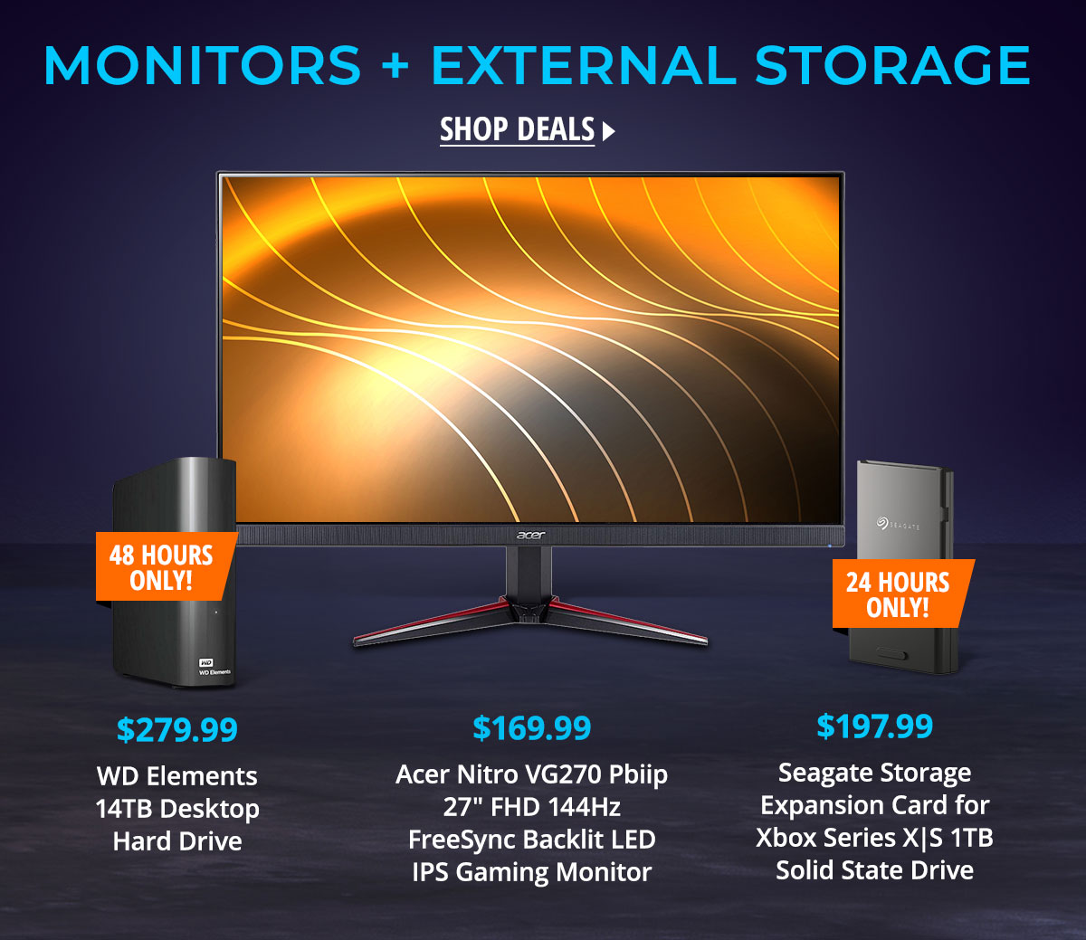 Monitors + External Storage