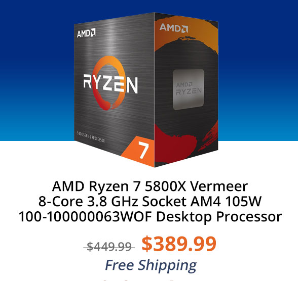 AMD Ryzen 7 5800X Vermeer 8-Core 3.8 GHz Socket AM4 105W 100-100000063WOF Desktop Processor