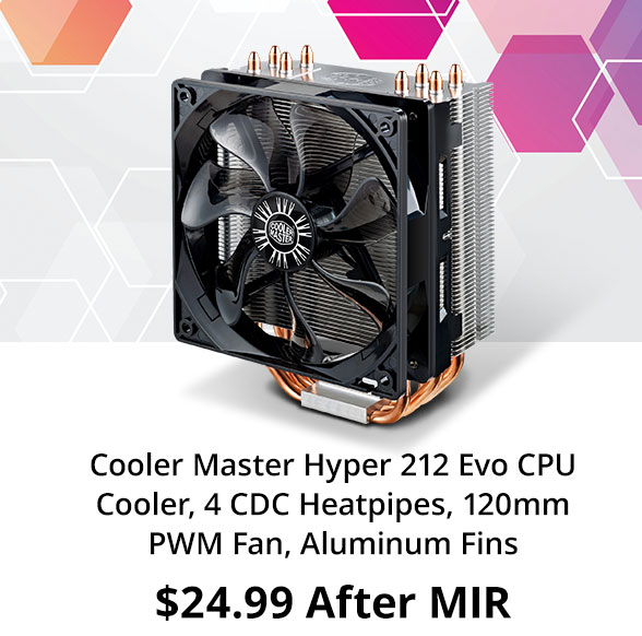 Cooler Master Hyper 212 Evo CPU Cooler, 4 CDC Heatpipes, 120mm PWM Fan, Aluminum Fins