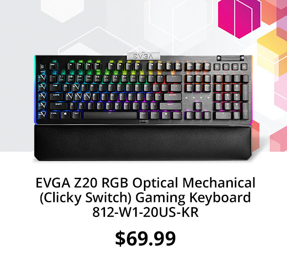 EVGA Z20 RGB Optical Mechanical (Clicky Switch) Gaming Keyboard 812-W1-20US-KR