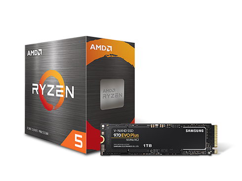 SAMSUNG 970 EVO PLUS M.2 2280 1TB NVMe Internal SSD + AMD Ryzen 5 5600X Vermeer 65W Processor Combo