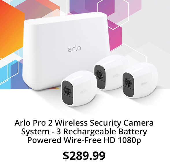 Arlo Pro 2 Wireless Security Camera System - 3 Rechargeable Battery Powered Wire-Free HD 1080p