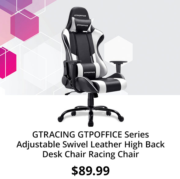 GTRACING GTPOFFICE Series Adjustable Swivel Leather High Back Desk Chair Racing Chair