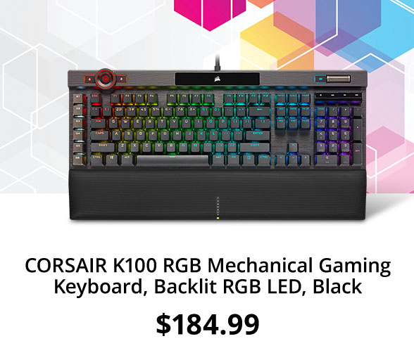 CORSAIR K100 RGB Mechanical Gaming Keyboard, Backlit RGB LED, Black