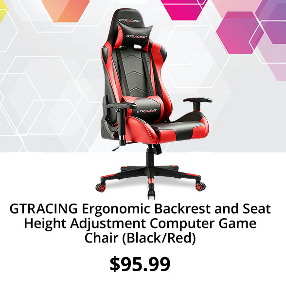 GTRACING Ergonomic Backrest and Seat Height Adjustment Computer Game Chair (Black/Red)