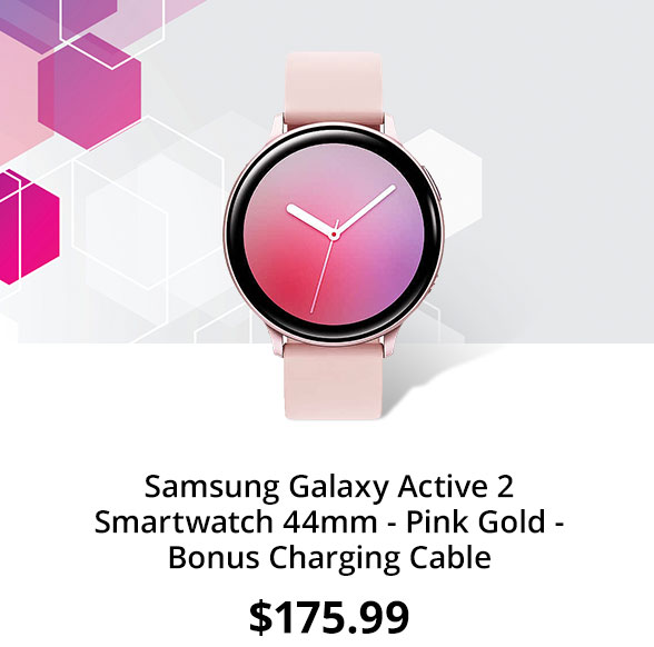 Samsung Galaxy Active 2 Smartwatch 44mm - Pink Gold - Bonus Charging Cable