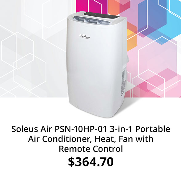 Soleus Air PSN-10HP-01 3-in-1 Portable Air Conditioner, Heat, Fan with Remote Control