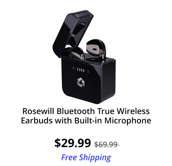 Rosewill Bluetooth True Wireless Earbuds with Built-in Microphone