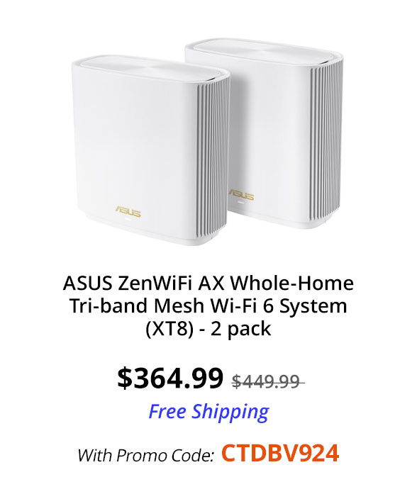 ASUS ZenWiFi AX Whole-Home Tri-band Mesh Wi-Fi 6 System (XT8) - 2 pack