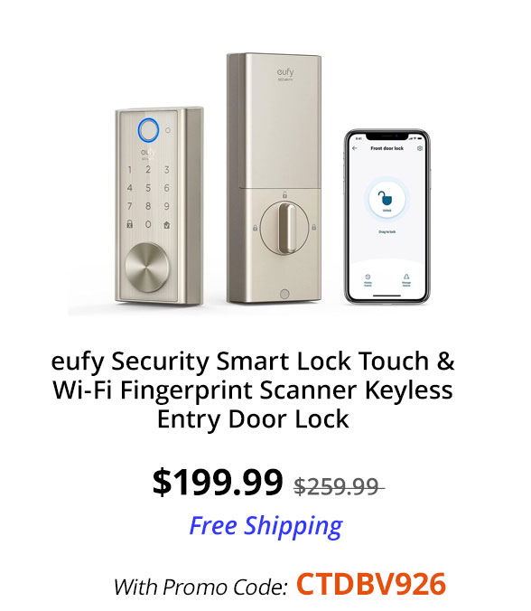 eufy Security Smart Lock Touch & Wi-Fi Fingerprint Scanner Keyless Entry Door Lock