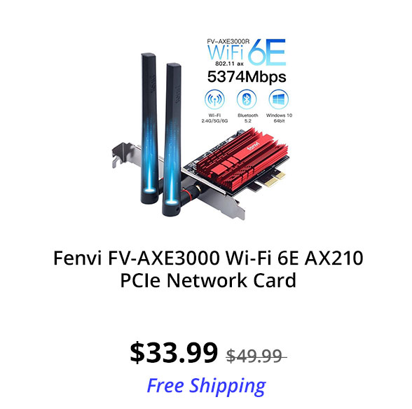 Fenvi FV-AXE3000 Wi-Fi 6E AX210 PCIe Network Card